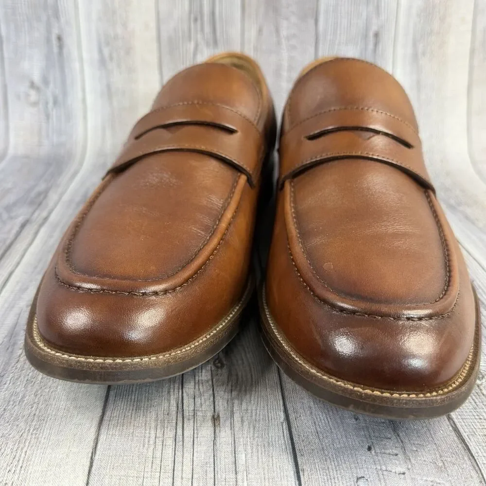 Florsheim Rucci Moc Toe Penny Loafer Men’s Size 10.5 M Soft Cognac Leather Brown